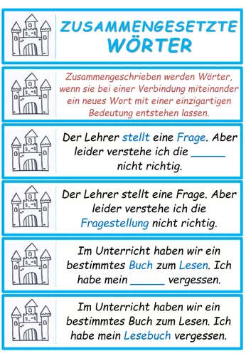 Deutsch Zusammengesetzte Wörter - Übungskarten