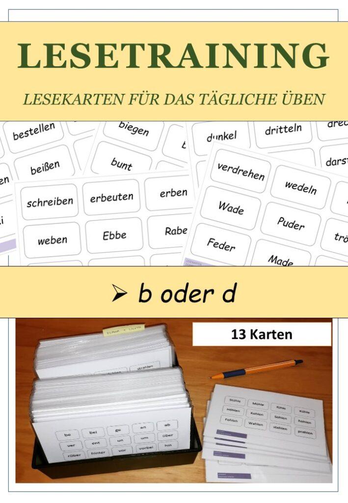 Lesetraining B Oder D - Lesekarten