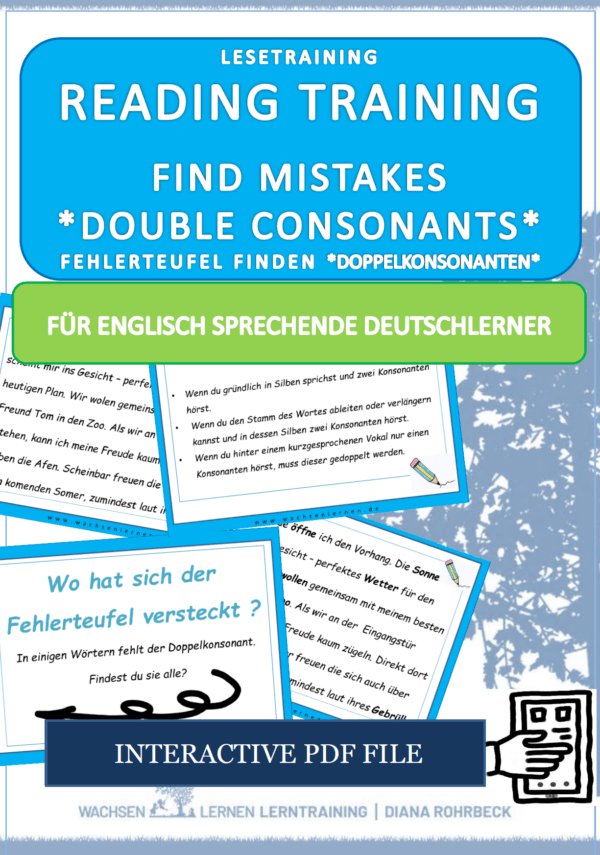 DaF / DaZ Englisch: Fehlerteufel Doppelkonsonanten - Lesekarten